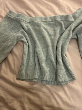 Garage Off-the-Shoulder Sage Green Knit Sweater